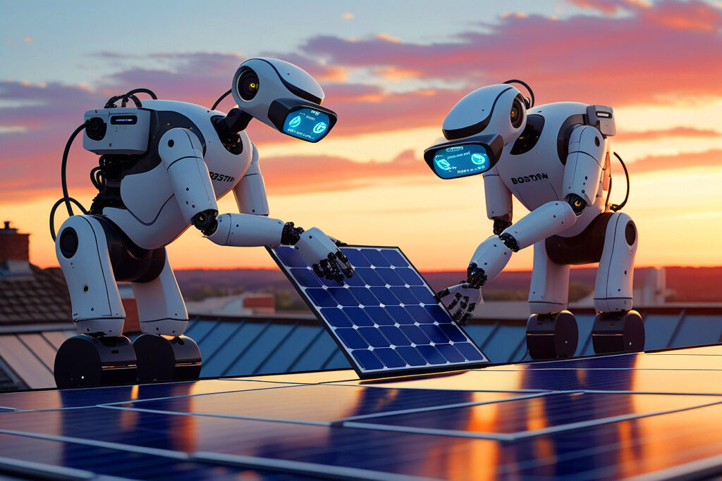 AI in 2025 goes physical: human-supervised robots autonomously install solar panels, blending AI and manual labor seamlessly.