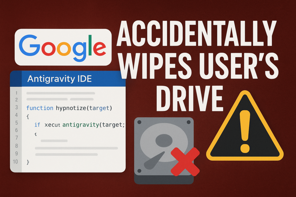 AI Coding Agents Gone Wrong: Google’s Antigravity IDE Accidentally Wipes a User’s Entire Drive